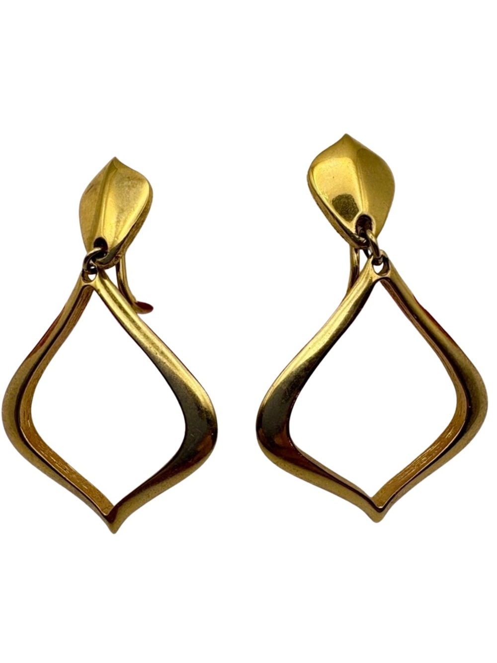 Vintage 1970s Gold Tone Geometric Dangle Clip-On Earrings MCM
